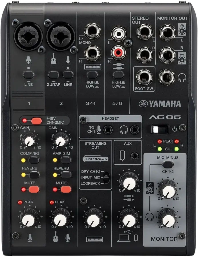 AG06MK2 Mezclador USB de 6 Canales para Streaming en Vivo con Interfaz de Audio y Loopback