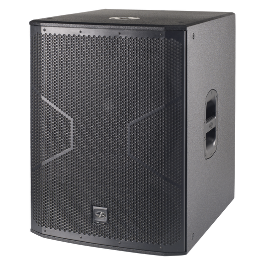 DAS AUDIO 18” Altea-718A active subwoofer with DAScontrol, showcasing its robust design and high-quality audio features.