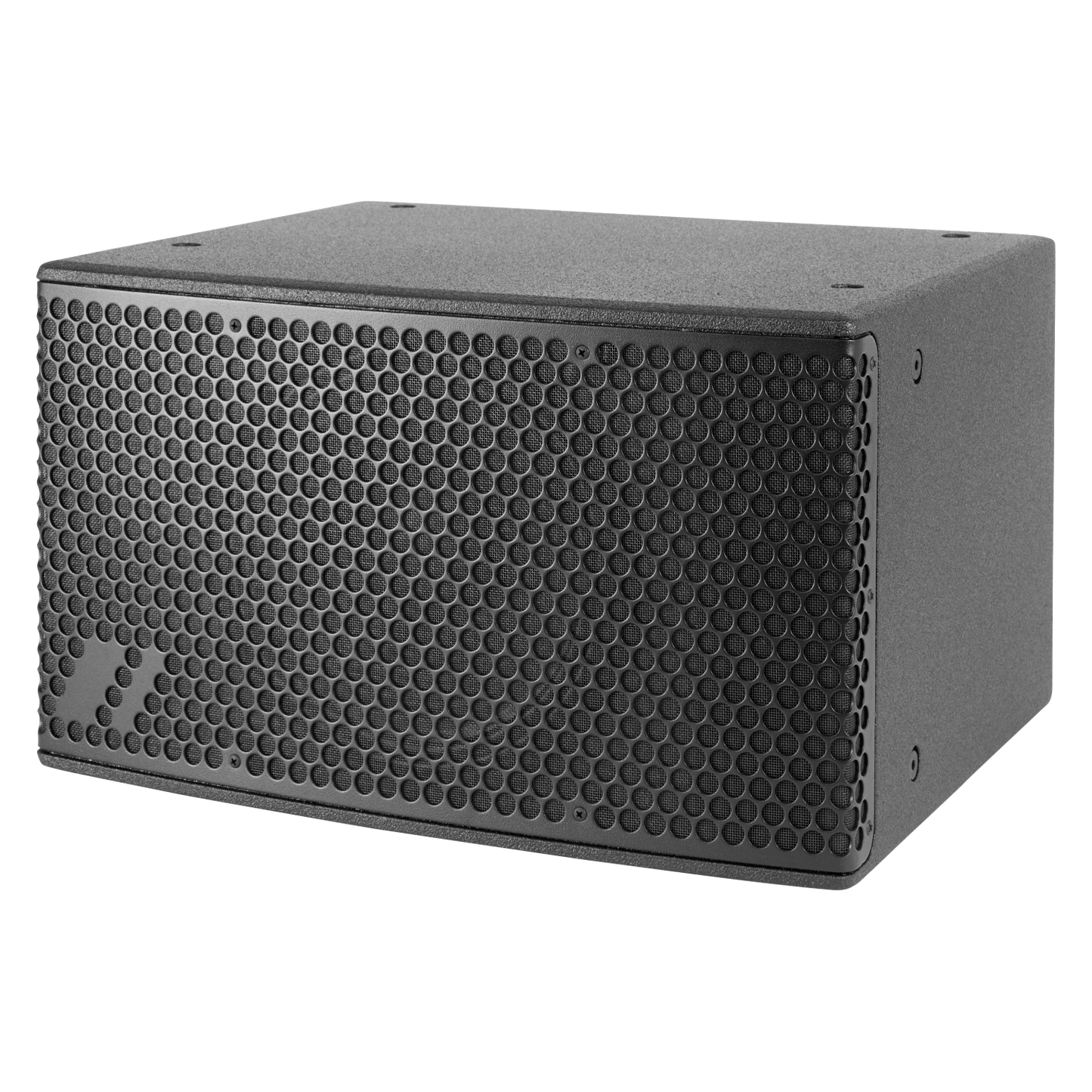 Visualux QUANTUM Q-10A active subwoofer with sleek design and prominent speaker cone, ideal for professional audio setups.
