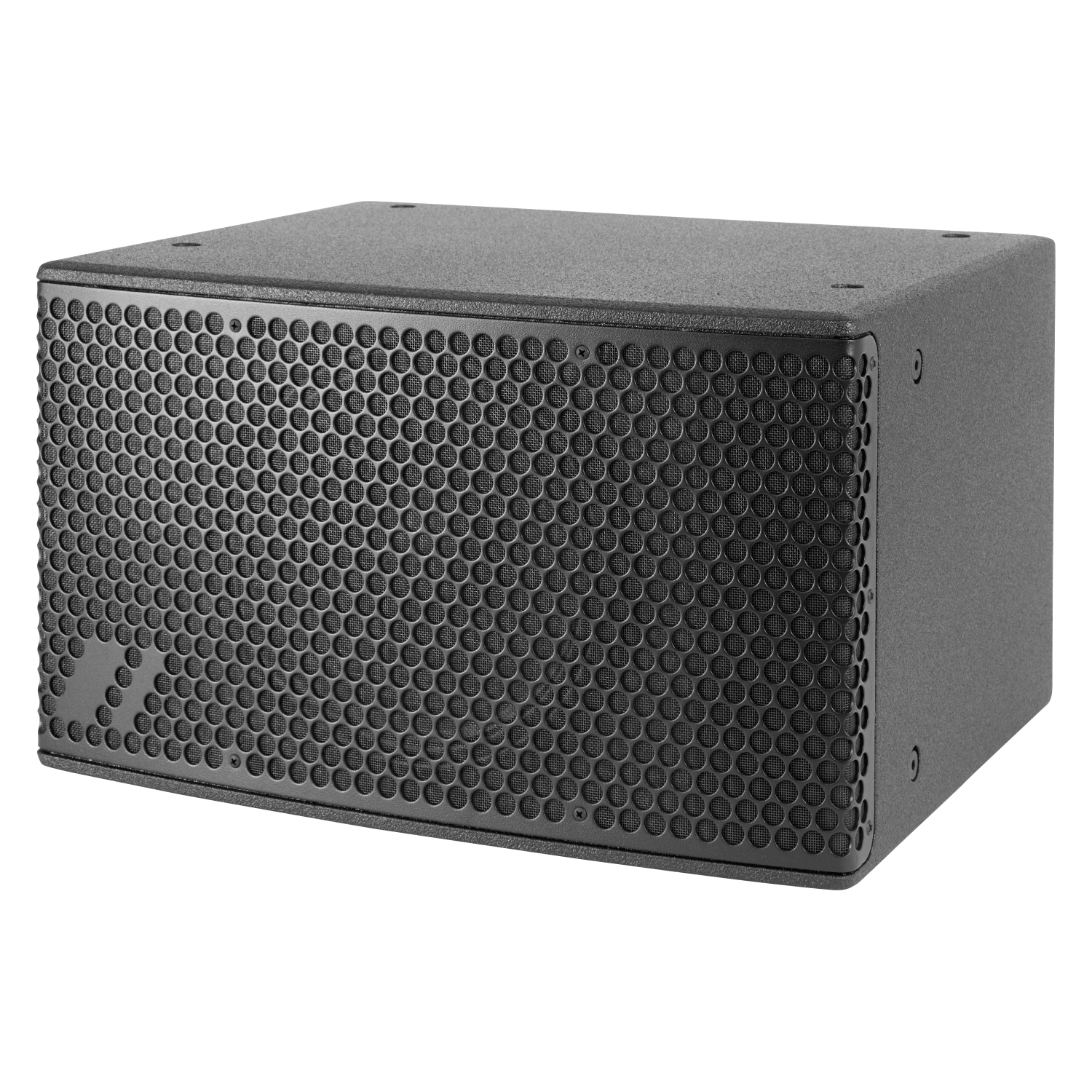 Visualux QUANTUM Q-10A active subwoofer with sleek design and prominent speaker cone, ideal for professional audio setups.
