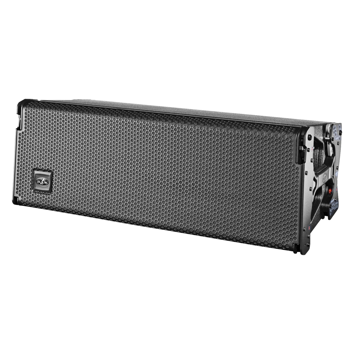 DAS AUDIO EVENT-210A active 3-way line array system with dual 10-inch speakers on display.