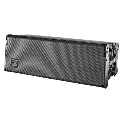DAS AUDIO EVENT-210A active 3-way line array system with dual 10-inch speakers on display.
