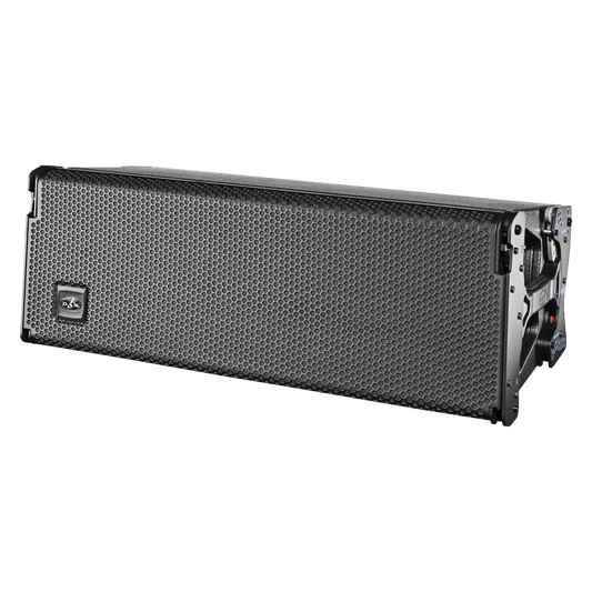 DAS AUDIO EVENT-210A active 3-way line array system with dual 10-inch speakers on display.