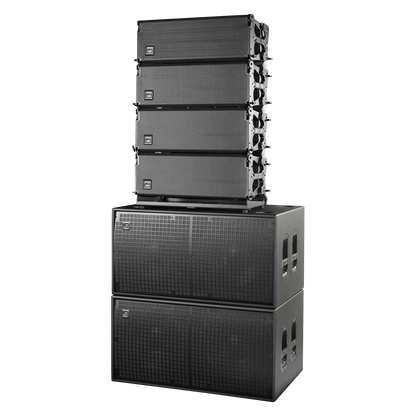 DAS AUDIO EVENT-210A active 3-way line array speaker with dual 10-inch drivers, showcasing its sleek design and robust build.