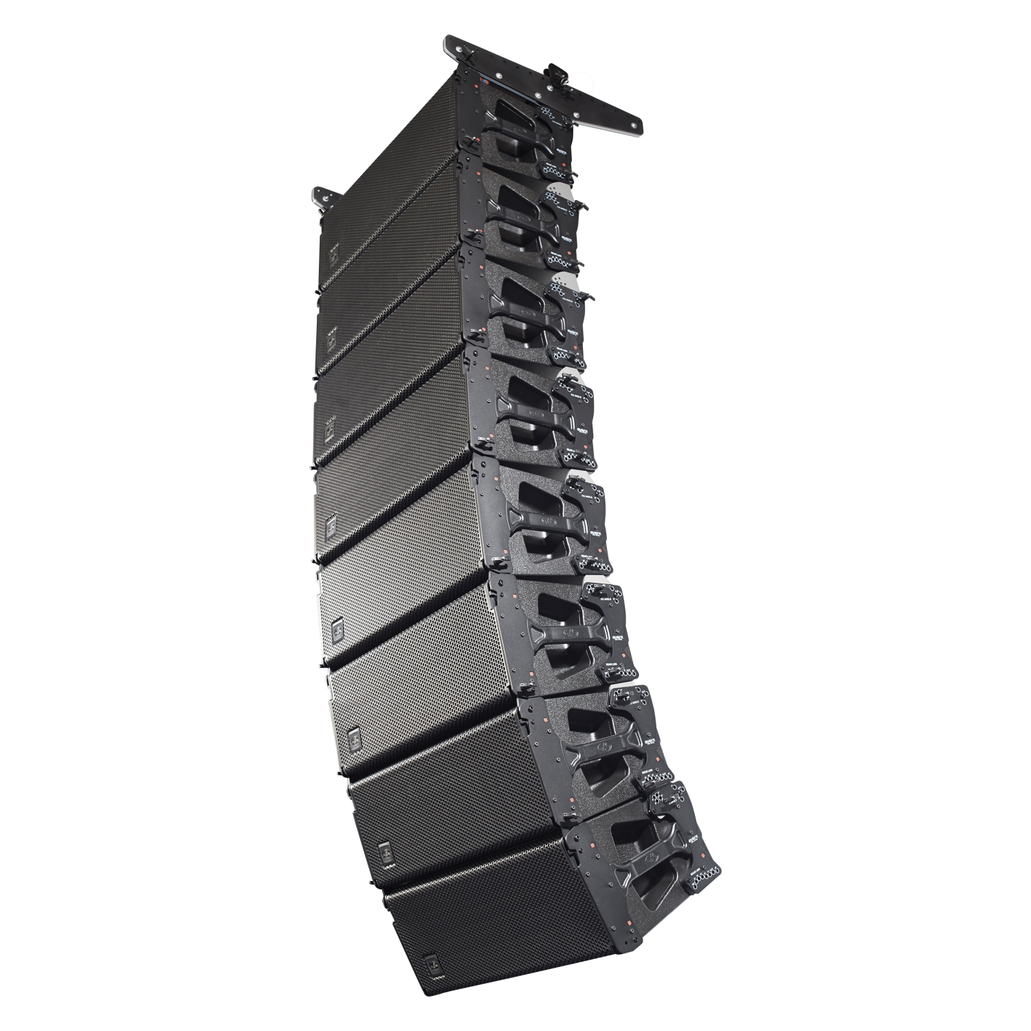 DAS AUDIO EVENT-210A active 3-way line array speaker with dual 10-inch drivers, showcasing its sleek design and build.