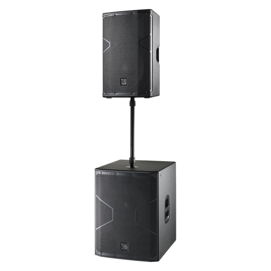 DAS AUDIO 18” Altea-718A active subwoofer with DAScontrol, showcasing its sleek design and powerful speaker features.