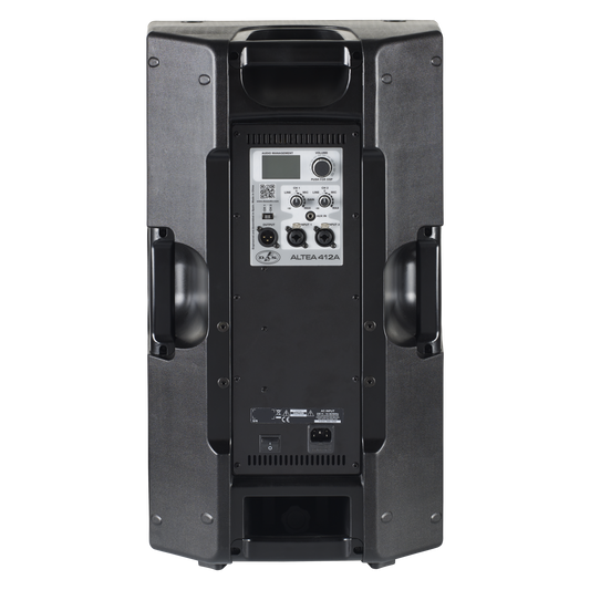 DAS AUDIO ALTEA-412A 12” bi-amplified professional audio speaker with dual woofers and sleek design.