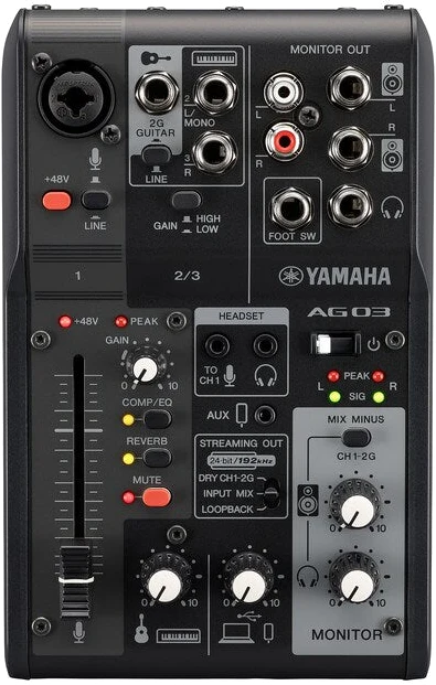 AG03MK2 Mezclador de Streaming USB de 3 Canales con Interfaz de Audio USB para Streaming